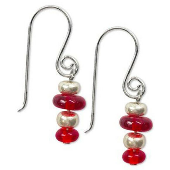Jewelry - Jody Coyote Czech Glass Bead Red Drop Earrings in Sterling Silver – Save 66%